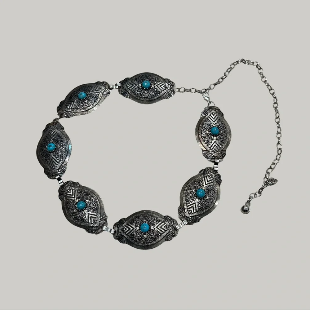 LIKE NEW Boho Silver Chain Belt
